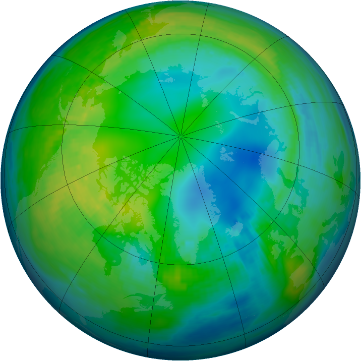 Arctic ozone map for 09 November 1984